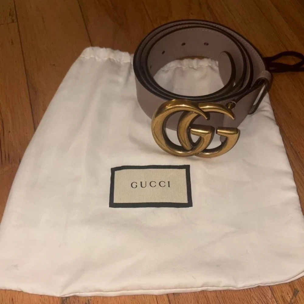 Gucci GG Marmont Wide Belt in Dusty Rose